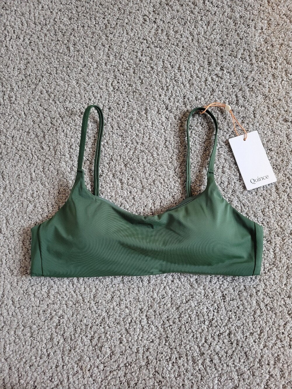 Quince Italian Scoop Neck Bikini Top Palm Green Size Medium NWT